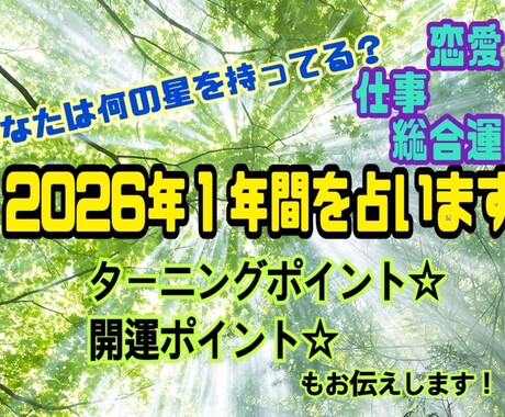 あなたの2026年1年間の運氣視ます 運氣アップ効果あり！何の星を持っているかもお伝えします☆ イメージ1