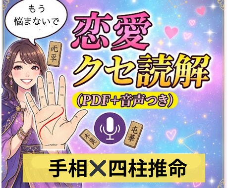 手相×四柱推命で“恋が止まる理由”を徹底解析します ＼嬉しい／PDFと音声ファイル付きで何度でも聞ける イメージ1