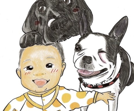 あなたの家族（ペット）を描きます 【色鉛筆で、ちょっとポップでかわいく♪】 イメージ1