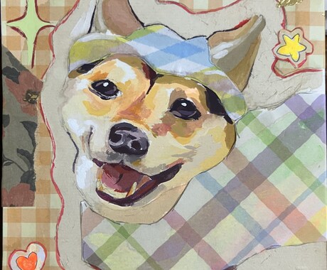 ペットを水彩とコラージュで可愛く描きます 淡い水彩とデザインペーパーによって貴方のペットを可愛いらしく イメージ2