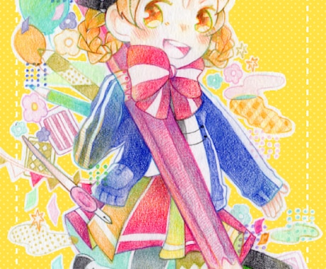 ポップで可愛いアナログイラスト作成します 色鉛筆、水彩であなたのお好みに合ったイラストを作成します イメージ1