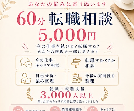 元職業訓練校講師が60分転職相談に乗ります 今の仕事を続ける？転職する？あなたの選択を一緒に考えます イメージ1