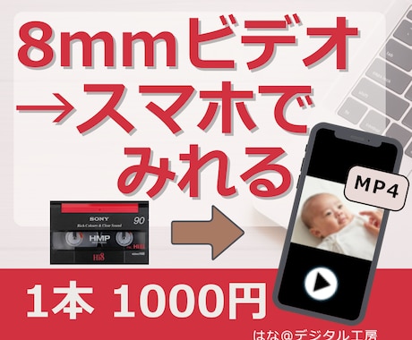 8mmビデオ（Hi8等）デジタル化します 8mmビデオの思い出をスマホで見れるデータに残します イメージ1