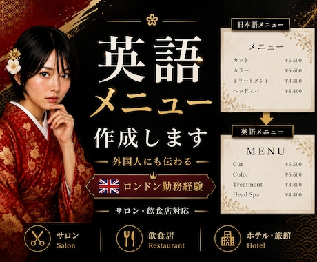 ロンドン流　外国人向け英語メニューを作成します ロンドン現地サロンで経験のあるネイリストが作成致します。 イメージ1