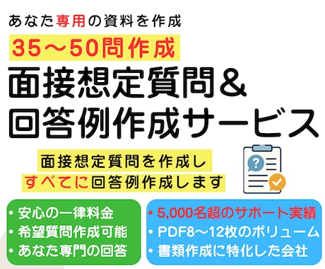 面接想定質問35～50問＆回答例を作成します あなた専用の面接対策｜経歴×志望企業で徹底カスタマイズ イメージ1