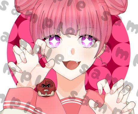 SNSアイコン、ゲームアイコン描きます 正面、斜め顔の可愛い、カッコ可愛いアイコンに仕上げます！ イメージ1