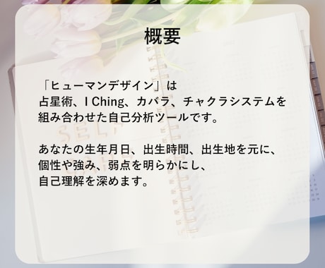 ヒューマンデザインを取り入れて自己理解を行います \ あなたの本質を知り、自己成長を促す / イメージ2