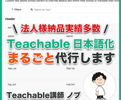 24時間以内にTeachableを日本語化します 2024年最新版対応★約900項目の翻訳作業はプロにお任せ！ イメージ1
