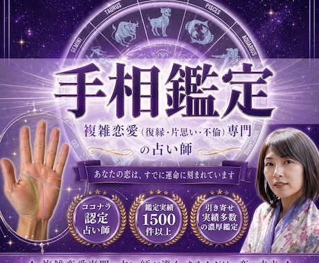 開運手相鑑定｜写真付きで恋愛運や恋の流れを視ます 完全オーダーメイド｜性格、金運、仕事運、恋愛運、子宝、健康運 イメージ1