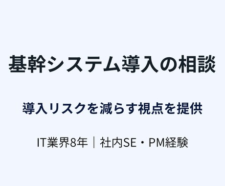 基幹システム導入の相談・壁打ちします 導入リスクを減らすための実務的アドバイス イメージ1