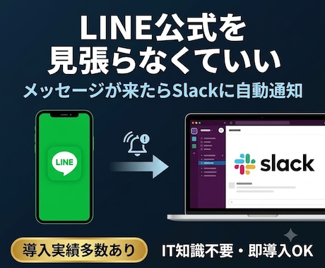 公式LINEメッセージをSlackへ自動通知します IT知識不要！購入するだけで即日導入できます イメージ1
