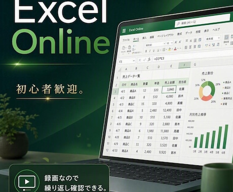 オンラインでエクセルを教えます 初心者でもOK！エクセルで表やグラフなど教えます イメージ1