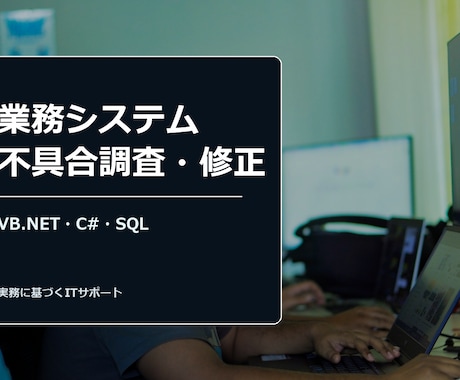 業務システムの不具合調査・修正ます VB.NET/C#のレガシーシステム障害対応 イメージ1