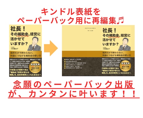 電子書籍の表紙をペーパーバックの表紙に編集します アマゾンキンドル本の「ペーパーバック表紙」を一発編集♪ イメージ2