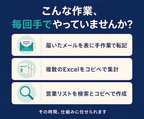 毎月の事務作業、自動化して手放すお手伝いします 事務歴12年×自動化の実務者が、まずは診断＆改善マップを納品 イメージ2