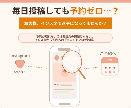 サロン・教室のインスタからの予約導線を診断します 毎日投稿しても予約ゼロ…原因はスマホの「道案内」かも？ イメージ1