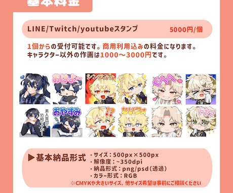 表情豊かなかわいいスタンプ制作します 商用利用込み！Twitch・YouTubeスタンプバッジに！ イメージ2