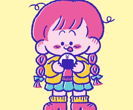 昭和レトロなファンシー人物イラストお描きします あの頃少年少女だった方、'80sファンシー大好きな方に！ イメージ2