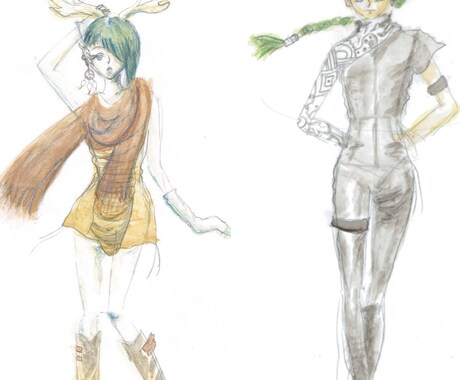ファッションデザイン・女の子のイラスト描きます 商品化も可能?米美術大学卒のコレクションモデルが描きます イメージ2