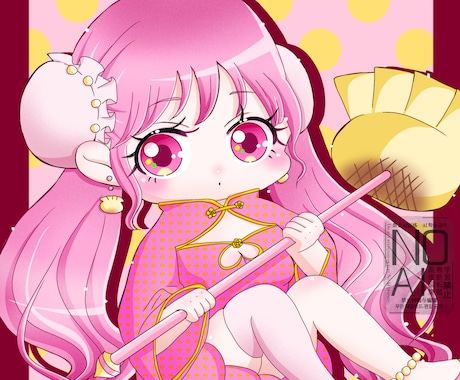 ミニキャライラスト描きます 座ってる風な構図のかわいいデフォルメイラスト描きます。 イメージ2