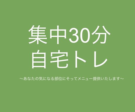 集中30分パーソナルトレーニングします ★気になった部位中心に、正しいフォームで、自宅トレーニング イメージ1