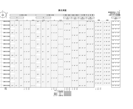 エクセルで　６０進法　（真北観測簿） 角度計算表   イメージ1