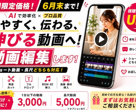 ビジネス・ショート動画を高品質編集します AI活用【６月までの限定特価】初めての依頼も丸投もOK！ イメージ1