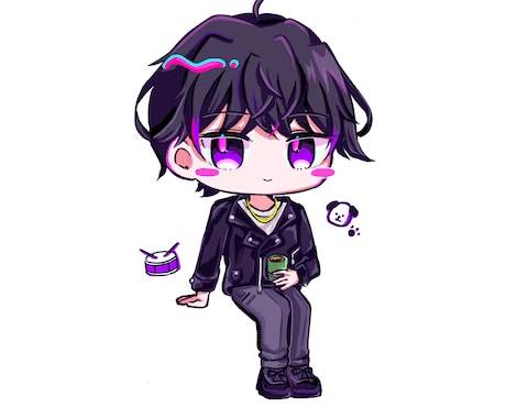 色鮮やかなミニキャラを描きます キラキラとした色彩が特徴のミニキャライラストです イメージ1