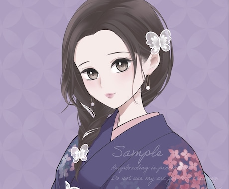 和風・和服専門｜儚げで凛とした人物イラスト描きます 〖商用無料〗SNS・YouTubeアイコンなど多用途OK イメージ2
