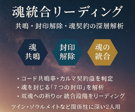 魂統合リーディング｜本質と過去を結びます 〜共鳴・封印解除・魂契約の深層解析〜ツインレイ・ソウルメイト イメージ1