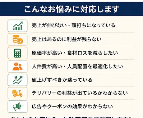 飲食店の売上・利益を数字で分析し改善策を提案します 現役飲食店経営者が数字と実体験から改善策を提案 イメージ2