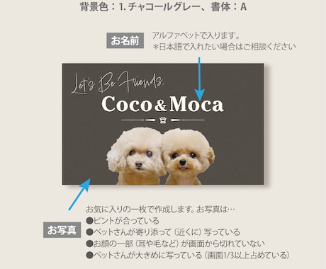 写真入り多頭ペット名刺をシンプルデザインで作ります グラフィックデザイナーにセミオーダー！両面印刷100枚送料込 イメージ2