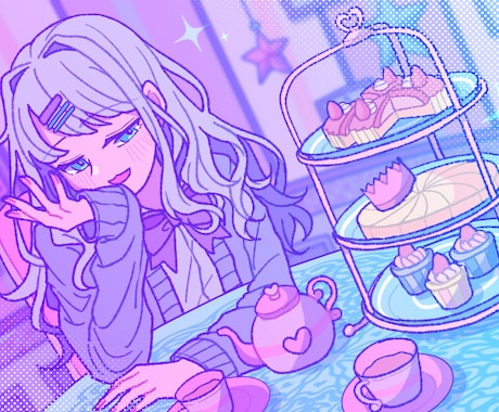 ポップでかわいいを詰め込んだイラスト描きます 動画一枚絵、歌ってみた、表紙、アイコンヘッダーなど！！ イメージ1