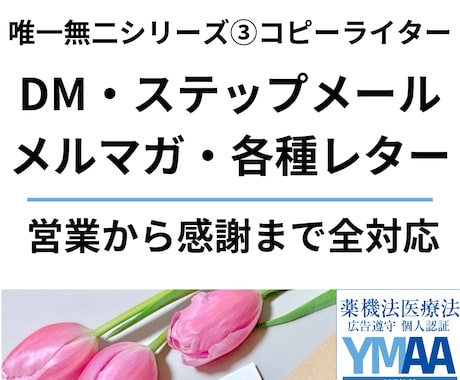 ステップメール・DM・メルマガ・各種レター承ります L社報酬ランキング7年連続コピーライター１位｜迅速・丁寧 イメージ1