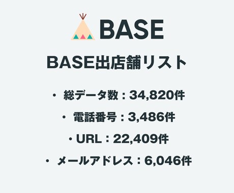 営業リスト BASE出店舗リストを即納いたします 34,820件｜EC事業者向け営業データ 電話・一部メール イメージ2