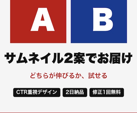 YouTubeサムネイルを2案セットで作ります A/Bテスト用2案納品｜CTR重視デザイン・2日納品 イメージ1
