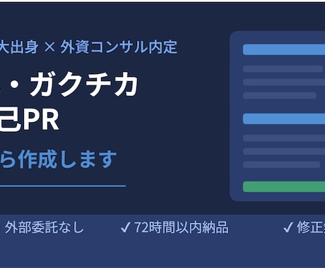 ESにおける【ガクチカ／自己PR作成】を行います 難関大出身・外資コンサル内定者が0から丁寧に作成します イメージ1