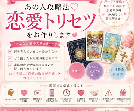 あの人攻略法♡恋愛トリセツをお作りします あの人の恋愛傾向や接し方を丁寧に読み解きます☆ イメージ2