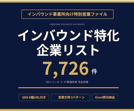インバウンド向け事業者の生きた営業リスト販売します イメージ1