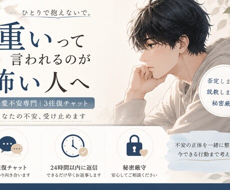 重いと言われるのが怖い恋の不安受け止めます その不安、めんどくさくなんかないよ イメージ1