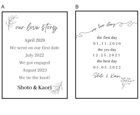記念日ボード2種類からお選びいただけます 海外で人気ミニマル系 our love story イメージ1