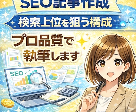 seoに強い記事作成します 検索上位を狙う構成で執筆します イメージ1