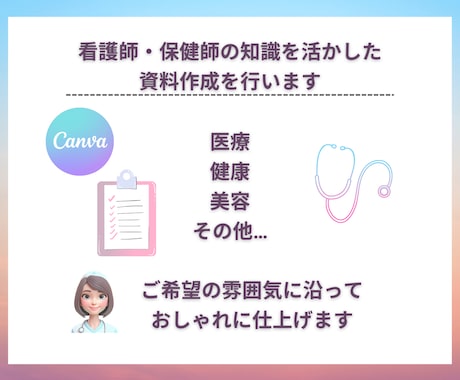 現役看護師がおしゃれな資料を作成します ～Canva使用で高クオリティに～ イメージ2