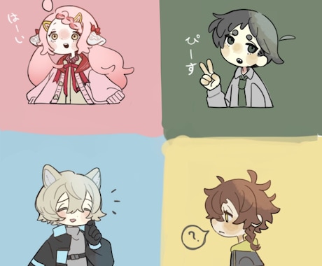 可愛らしいデフォルメ絵をお手軽価格で提供します ゆるタッチのデフォルメキャラクターイラスト イメージ1