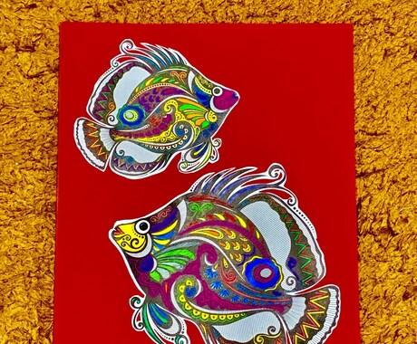 カフェや美容室等に置くと華やかになります 手書き、切り絵調、カラフルなイラストです イメージ2