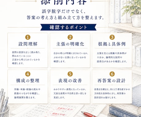 現役高校教員が本気で大学受験小論文を添削します 設問理解・主張・根拠・構成を確認し、再答案の設計図までお届け イメージ2