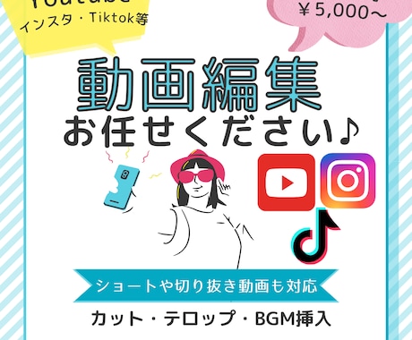 Youtube等（ショートもOK）の動画編集します 【アドビプレミアプロを使用】テロップ・カット・BGM対応 イメージ1