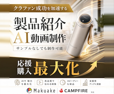 クラファン製品紹介AI動画 15秒5000円〜ます Makuake CAMPFIRE 応援購入最大化するAI動画 イメージ1