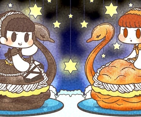 デフォルメイラスト描きます デフォルメの人間(全身)＋α(お好きなモチーフ)のイラスト イメージ2