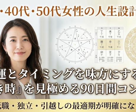 人生の決断を後押しする90日フルサポートします 人生の岐路で迷わない。あなたの「最適なタイミング」が分かる イメージ1